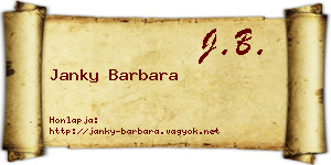 Janky Barbara névjegykártya